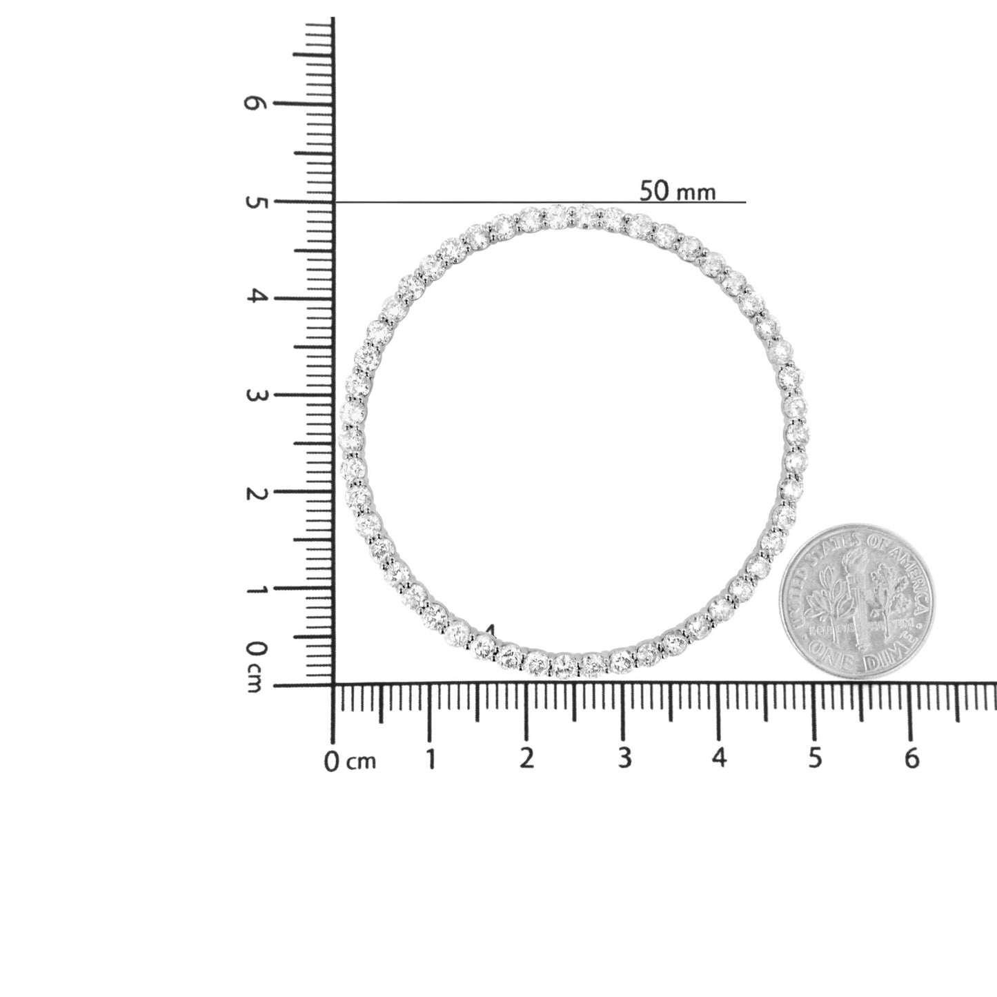 .925 Sterling Silver 4 cttw Prong Set, Round-Cut Diamond Open Circle